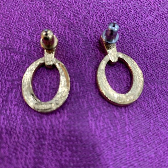 Trifari Jewelry Trifari Gold And White Pierced Earrings Poshmark